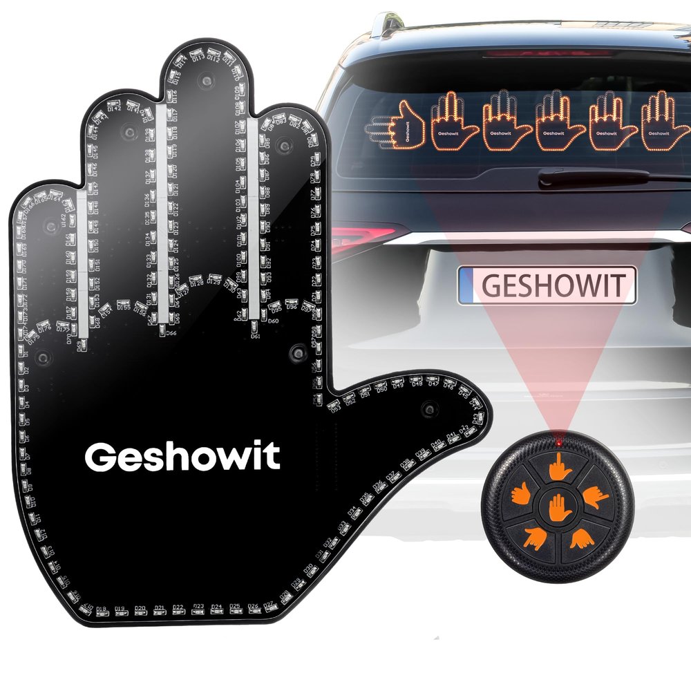Car Accessories for Men - Car Finger Light with 6 Gestures Remote - Show Your Feelings to Drivers - Ideal Gift Hand Gesture Lights, Truck Accessories, Hand Sign Car LED Signs for Men and Women