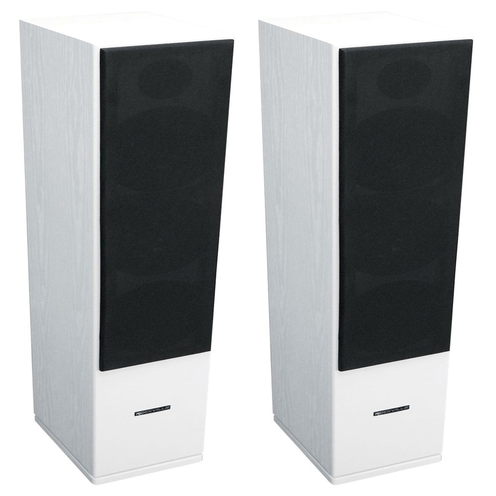 Rockville RockTower 68W White Tower Speakers Passive 8 Ohm, 2-Pack