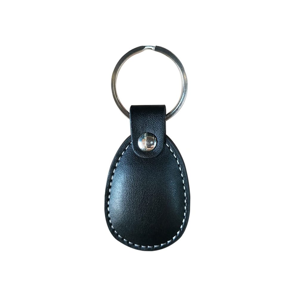 hecere Genuine Leather RFID Key Fob Tag IC ISO14443A UID Changeable Sector0 Block0 Rewritable for Access Control 1pcs/lot (black IC Keychain, Oval)