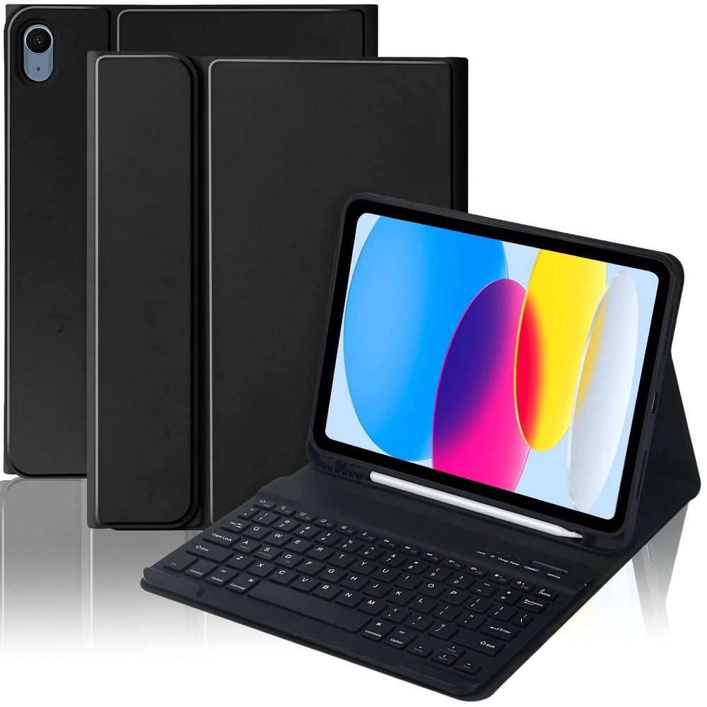 MMK for iPad 11th 10th Generation Case with Keyboard (2022, 10.9"), Wireless Detachable Keyboard, Pencil Holder for iPad 11 inch (A16 2025), 10th Gen (10.9 Inch 2022) Black