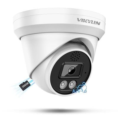 VIKYLIN 4K 8MP PoE IP Camera Outdoor, 4K Security Turret Camera with Human Vehicle Detection, 2.8mm Lens, Starlight 98ft EXIR2.0 Night Vision,2-Way Talk, MicroSD 256GB, IP67, Blue Iris, NDAA Compliant
