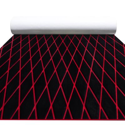 FOCEAN Boat Flooring EVA Foam Boat Decking Marine Mat Non-Slip Self-Adhesive Flooring Sheet for Motorboat Kayak Surfboard Garden Swimming Pools, 94.5''x 15.7'', Black with Red Lines