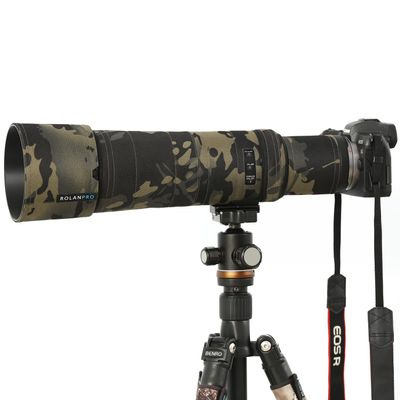 ROLANPRO Camouflage Lens Cover for Canon RF 800mm F11 is STM Raincover Lens Protection Sleeve Case-#2 Black Camo Waterproof