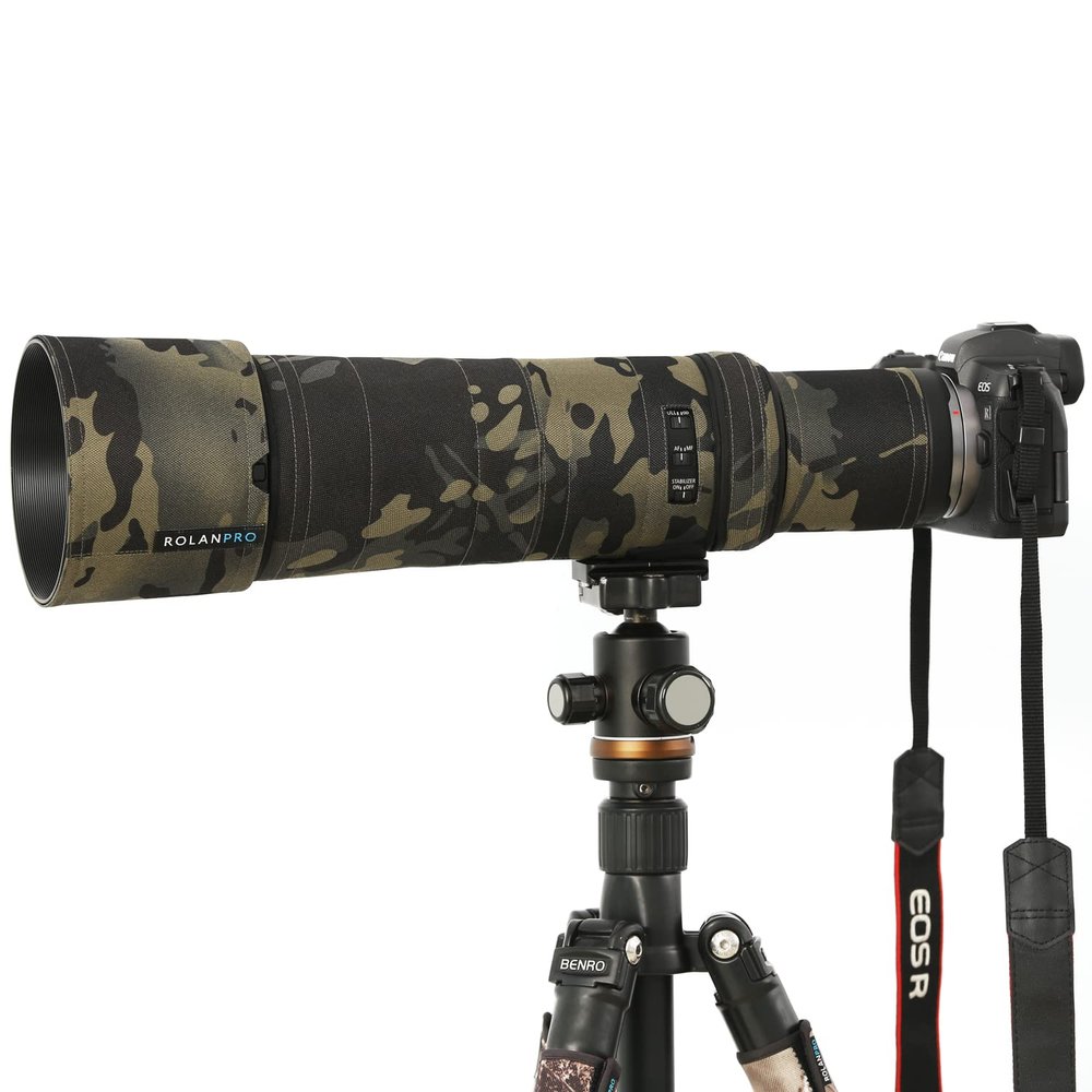 ROLANPRO Camouflage Lens Cover for Canon RF 800mm F11 is STM Raincover Lens Protection Sleeve Case-#2 Black Camo Waterproof