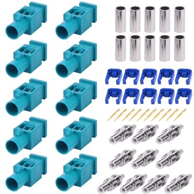 Vehicle Car GPS Antenna Adapter GPS Antenna Fakra Adapter Long Fakra Z Male Crimp Connector Universal Waterblue Coding Crimp for RG316 RG174 LMR100 Pack of 10