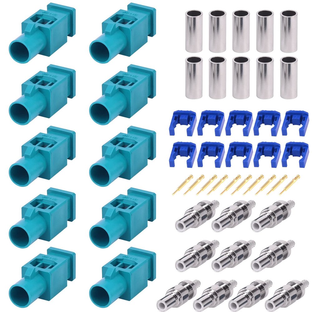 Vehicle Car GPS Antenna Adapter GPS Antenna Fakra Adapter Long Fakra Z Male Crimp Connector Universal Waterblue Coding Crimp for RG316 RG174 LMR100 Pack of 10