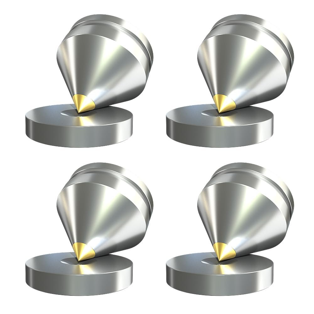 Xirhhur 4Pcs Speaker Spikes Floor Protectors Shockproof Speaker Isolation Spikes with Base Pad for Speaker,Subwoofer,Amplifier,Turntable,Recorder CD DAC with 3m Adhesive (Silver)