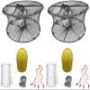 2-Pack of KUFA Sports Foldable Prawn Trap (Stretched Mesh Size:1-3/4") with 400' Rope, Yellow Float, Bait Bag & Harness Combo (PRN59+PNS3+HA2) x2 view 1