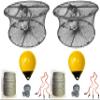 2-Pack of KUFA Sports Foldable Prawn Trap (Stretched Mesh Size:1-3/4") with 400' Rope, Yellow Float, Bait Bag & Harness Combo (PRN59+PNL30Y+HA2) x2 view 1