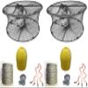 2-Pack of KUFA Sports Foldable Prawn Trap (Stretched Mesh Size:1-3/4") with 400' Rope, Yellow Float, Bait Bag & Harness Combo (PRN59+PNL1+HA2) x2 view 1