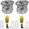 2-Pack of KUFA Sports Foldable Prawn Trap (Stretched Mesh Size:1-3/4") with 400' Rope, Yellow Float, Bait Bag & Harness Combo (PRN59+PHS1+HA2) x2 view 1