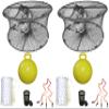 2-Pack of KUFA Sports Foldable Prawn Trap (Stretched Mesh Size:1-3/4") with 400' Rope, Yellow Float, Bait Bag & Harness Combo (PRN59+PHS5+HA2) x2 view 1