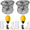 2-Pack of KUFA Sports Foldable Prawn Trap (Stretched Mesh Size:1-3/4") with 400' Rope, Yellow Float, Bait Bag & Harness Combo (PRN59+PHM30Y+HA2) x2 view 1
