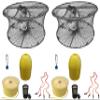 2-Pack of KUFA Sports Foldable Prawn Trap (Stretched Mesh Size:1-3/4") with 400' Rope, Yellow Float, Bait Bag & Harness Combo (PRN59+PHP1+HA2) x2 view 1