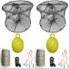 2-Pack of KUFA Sports Foldable Prawn Trap (Stretched Mesh Size:1-3/4") with 400' Rope, Yellow Float, Bait Bag & Harness Combo (PRN59+PHLH5) x2 view 1