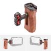 Andoer Universal Camera Cage Left/Right Side Handle Wooden Hand Grip with 1/4 Screw Hole Cold Shoe Mount for Camera Cage view 2