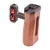 Andoer Universal Camera Cage Left/Right Side Handle Wooden Hand Grip with 1/4 Screw Hole Cold Shoe Mount for Camera Cage view 3