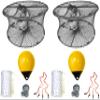 2-Pack of KUFA Sports Foldable Prawn Trap (Stretched Mesh Size:1-3/4") with 400' Rope, Yellow Float, Bait Bag & Harness Combo (PRN59+PNM30Y+HA2) x2 view 1