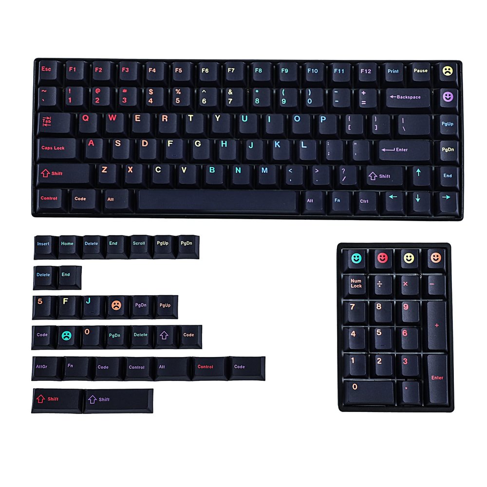 136 Key Midnight Rainbow Cherry Profile Five Side Dye Sub Keycaps PBT Key caps for TKL 61 64 68 75 87 96 104 108 Keychron MX Keyboard