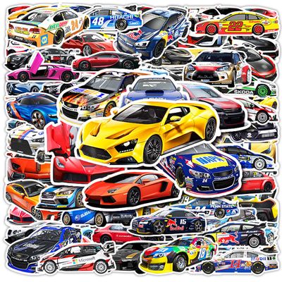 102PCS Sports Car Stickers - Racing Car, Waterproof Stickers for Bottles, Laptops, Skateboards, Helmets