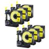 USUPERINK 6 Pack Compatible for Dymo 18431 Black on Yellow 9mm 3/8'' x 5.5m 18' Permanent Vinyl Label Tape Work with Rhino Pro 1000 3000 4200 5000 5200 6000 3M PL200 PL300 Industrial Label Makers view 1