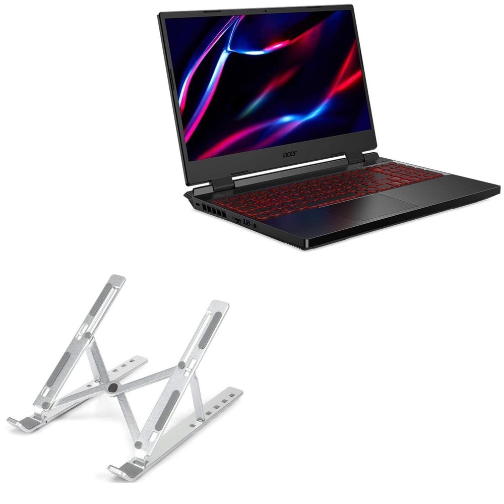 BoxWave Stand and Mount Compatible with Acer Nitro 5 (AN515-46) - Compact QuickSwitch Stand, Portable Multi Angle Viewing Foldable Riser - Metallic Silver