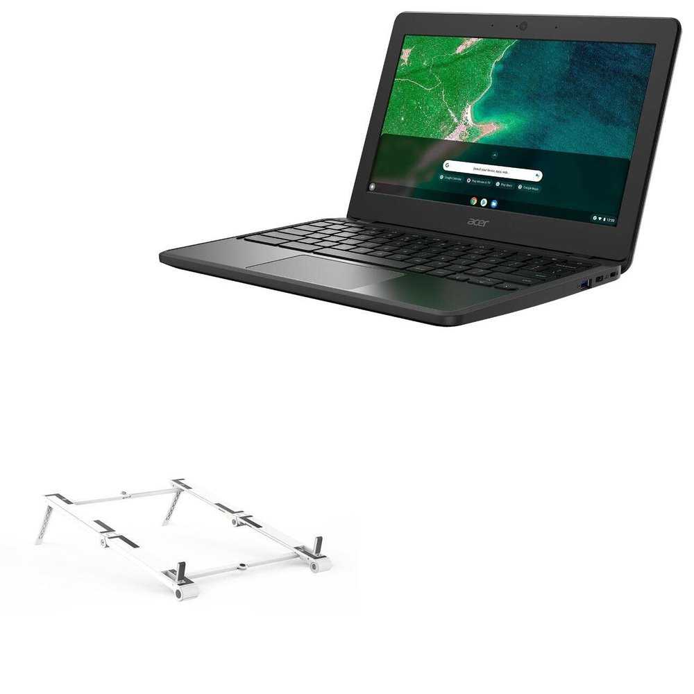 BoxWave Stand and Mount Compatible with Acer Chromebook 511 (C734) - Pocket Aluminum Stand 3-in-1, Portable Multi Angle Viewing Riser - Metallic Silver