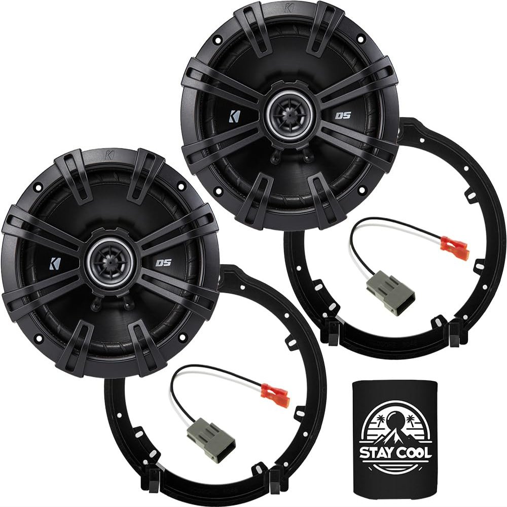 KICKER Front Door 6.5 Speakers Kit for Honda Civic 2006-2020 Upgrade Kit - Pair of DS Series 6 1/2 Inch Coaxial Speakers with Adapters and Harnesses - DSC650, 43DSC6504