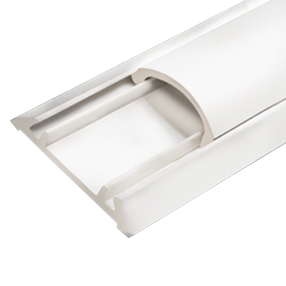 ZJMAMA PVC Cable Raceway, Weatherproof Cord Cover Protection Trunking White, Self-Adhesive Wire Hider Channel for Ceiling, Corner, Floor (Size : 23 x 9mm)