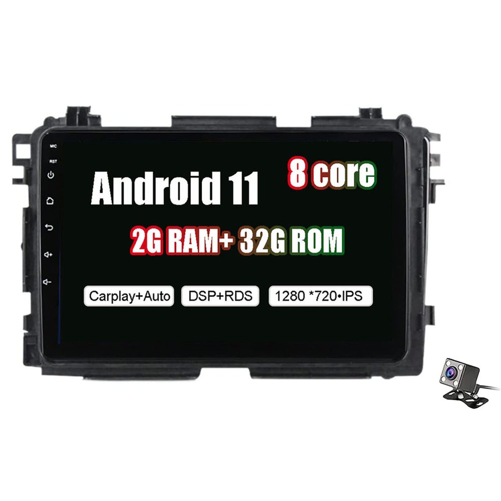 Car GPS Navigation Multimedia Player, 9 Inch 2.5D Curved Screen HD Video, FM AM USB Car Player Android 9 for Honda Vezel XRV HRV 2013-2018 Bluetooth WiFi Connection