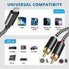 [MFi Certified] Lighting to RCA Cable Audio Aux Adapter, 2-Male Stereo Y Splitter Aux Cord Compatible with i-Phone 14 13 12 11 Pro XS XR X 8 7 for Amplifier,Car,Home Theater, Speaker and More (16FT) view 2