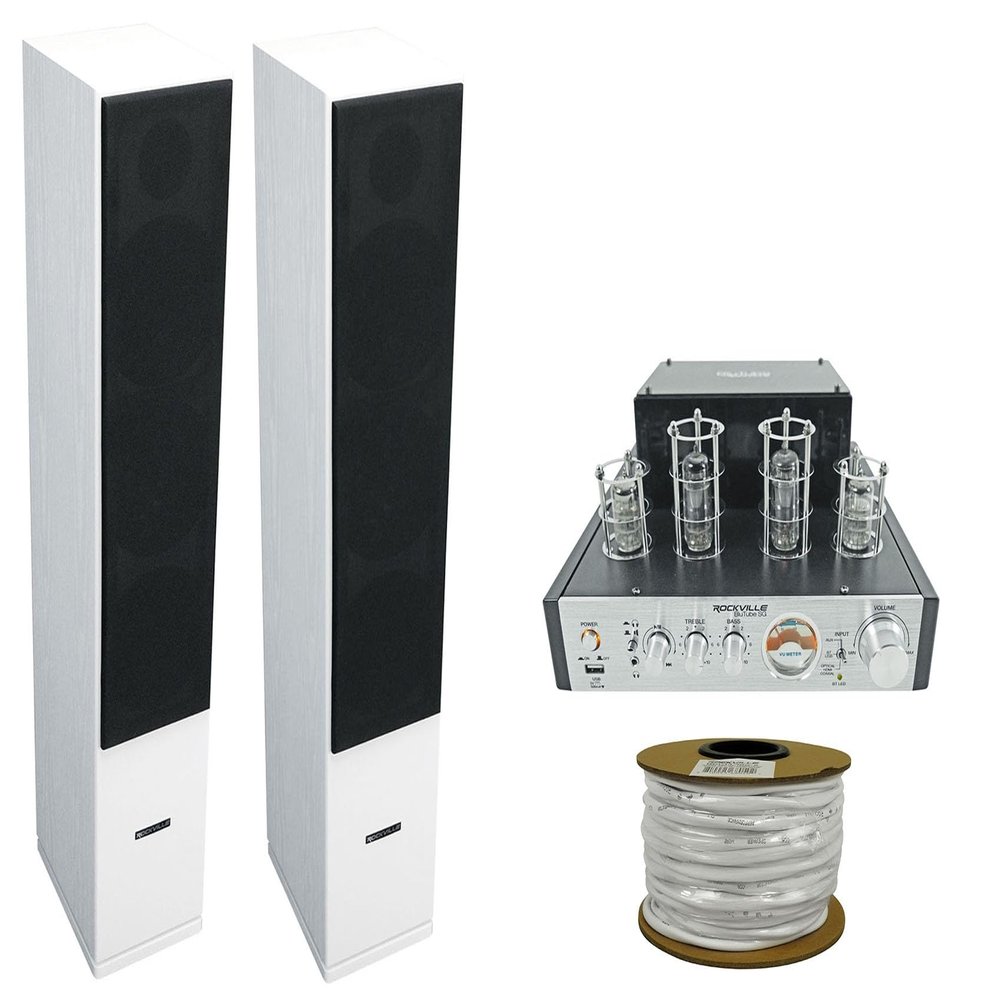 Rockville BluTube SG Bluetooth Tube Amplifier/Home Receiver + (2) Tower Speakers