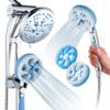 Hotel Spa High Pressure 6-in-1 Aquassage - 76-mode 3-way Combo, Showerhead, Hand Shower, Body Brush, Hair Brush & Arm in One Two Brackets, Extra-long 6 foot Stainless Steel Hose, Brush Head Holder view 1