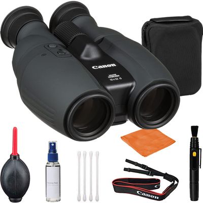 Binocular Bundle for Canon 12x32 is Lens Shift Image Stabilization Binoculars Bundle + Accessories