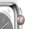 Apple Watch Series 8 [GPS + Cellular 45mm] Smart Watch w/Silver Stainless Steel Case with White Sport Band - M/L. Fitness Tracker, Blood Oxygen & ECG Apps, Always-On Retina Display, Water Resistant view 3