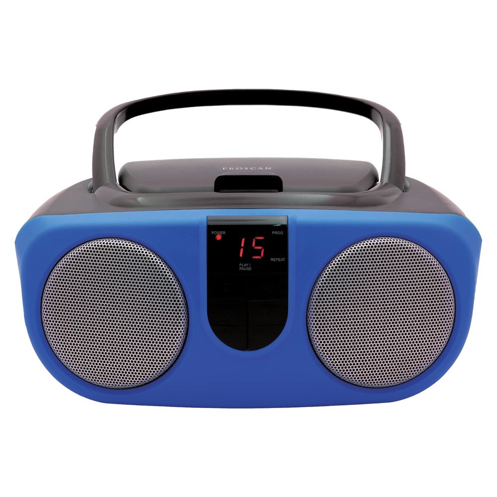 Proscan PRCD243M-BLUE 2.4-Watt-RMS Portable CD Boom Box with AM/FM Radio (Blue)