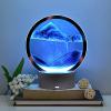 rysnwsu Moving Sand Art Picture Round Glass 3D Deep Sea Sandscape in Motion Display Flowing Sand Frame, Large Desktop Art, Home & Office Desktop Decorations(Blue, Button-Crotrol) view 1