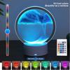 rysnwsu Moving Sand Art Picture Round Glass 3D Deep Sea Sandscape in Motion Display Flowing Sand Frame, Large Desktop Art, Home & Office Desktop Decorations(Blue, Button-Crotrol) view 2