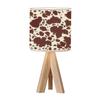 OEPWQIWEPZ Tripod Bedside Desk Table Lamp Cow Leather Skin Brown Wood Nightstand Lamp with Linen Fabric Shade for Nursery Bedroom Living Room Kids Room view 1