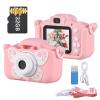 Andoer X7 Mini Kids Digital Camera 1080P for 20MP Dual Lens 2.0 Inch IPS Screen Built-in Battery with 32GB Memory Card USB Card Reader Neck Strap Birthday for Boys Girls view 1