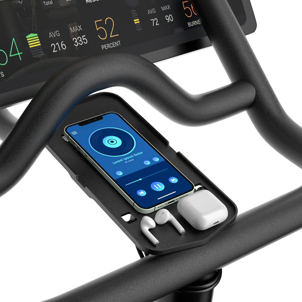 COOLWUFAN Phone Holder Compatible with Peloton Bike & Bike+ Accessories, Handlebar Stable Anti-Slippery Phone Mount Tray, Fit for Most Phone