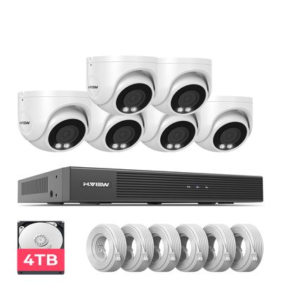 H.VIEW 4K/8.0 Megapixel PoE Outdoor Home Security Camera System Wired Outdoor Video Surveillance IP Cameras SystemUltra Wide-Angle &Audio8CH NVR 4TB HDD