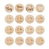 Beadthoven 16pcs Monthly Milestone Wooden Cards Basswood Milestone Discs Includes Boy & Girl Birth Announcement Sign Monthly Milestone Burlywood Props Perfect for Birthday Gifts view 1