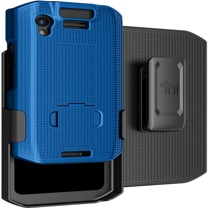 Case with Clip for Zebra TC21 TC26 Mobile Computer Scanner, Nakedcellphone Slim Hard Shell Cover with Kickstand and [Rotating/Ratchet] Belt Hip Holster Combo - Cobalt Blue
