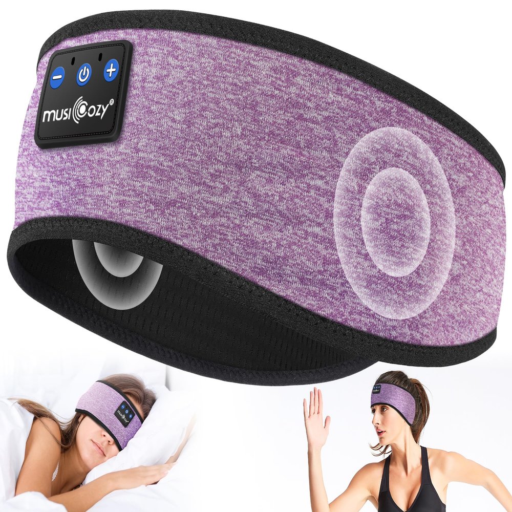 MUSICOZY Sleep Headphones Bluetooth 5.4 Headband, Wireless Earphones Music Sleep Earbuds Sleeping Eye Mask with HD Stereo Speakers for Workout Running Travel Yoga, Ideal Gifts for Women Men