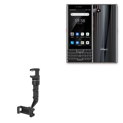BoxWave Car Mount Compatible with Unihertz Titan Slim - Rearview Mirror Car Mount, Rear View Mirror Adjustable GPS Car Mount - Jet Black