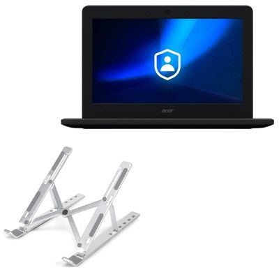 BoxWave Stand and Mount Compatible with Acer Chromebook 511 (C734T) - Compact QuickSwitch Stand, Portable Multi Angle Viewing Foldable Riser - Metallic Silver