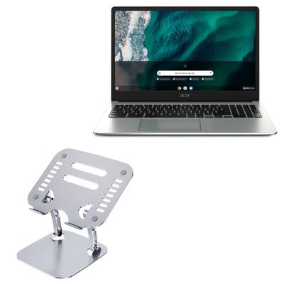 BoxWave Stand and Mount Compatible with Acer Chromebook 315 (CB315-4HT) - Executive VersaView Laptop Stand, Ergonomic Adjustable Viewing Angle Metallic Riser - Metallic Silver