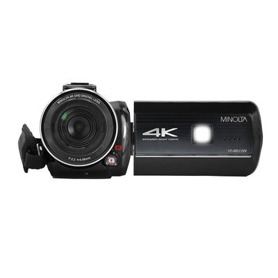 Minolta Camcorder - 4K Ultra HD, 30MP Photos, Night Vision with IR Sensor, 16X Zoom, Anti-Shake, Time Lapse, Face Detection, 3 Touchscreen, HDMI USB Output, 32GB SD Card Included (Blue)
