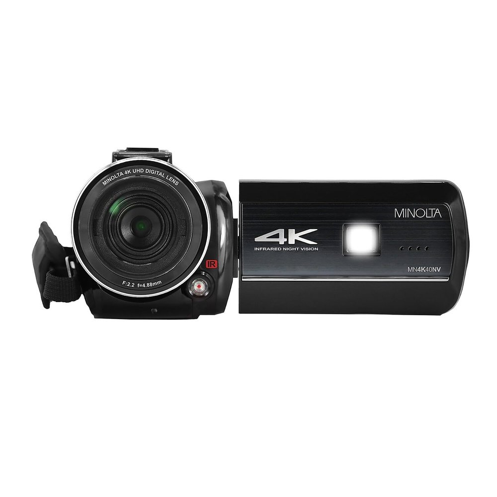 Minolta Camcorder - 4K Ultra HD, 30MP Photos, Night Vision with IR Sensor, 16X Zoom, Anti-Shake, Time Lapse, Face Detection, 3 Touchscreen, HDMI USB Output, 32GB SD Card Included (Blue)